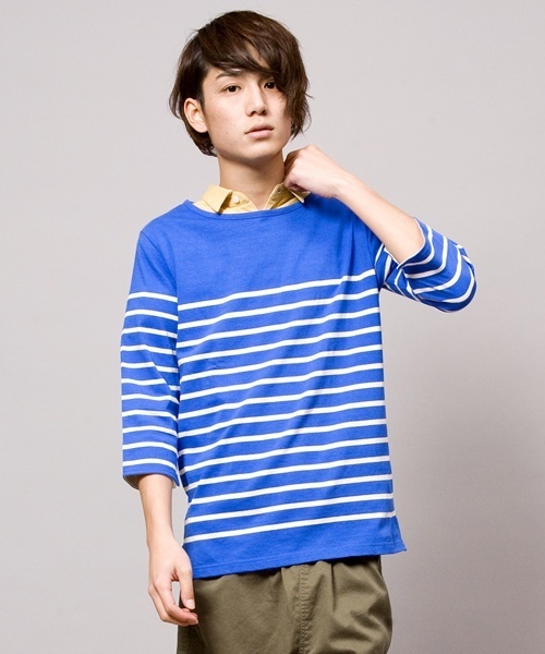 WEGO(ウィゴー)の「WEGO/パネルボーダー7Sカットソー(Tシャツ/カットソー・メンズ・ネイビー/ブルー系その他/ロイヤルブルー/ピンク/レッド/トリコロール・SMALL/MEDIUM/LARGE)」の2枚目の写真