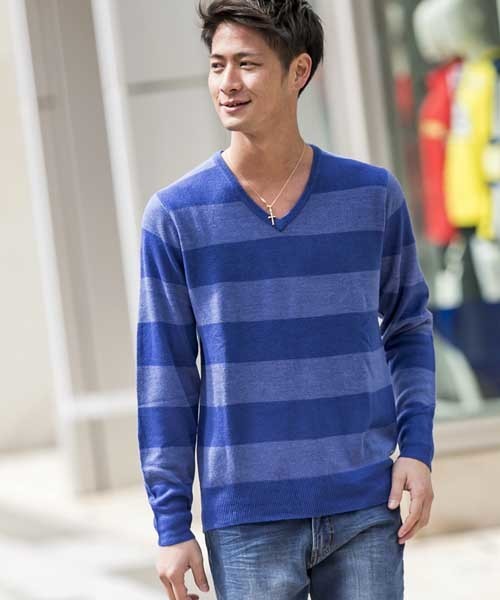 A.S.M（エーエスエム）の「ハイゲ－ジスプリングニット（ニット/セーター・メンズ・ブルー/ブラック/レッド/パープル・48/50）」の3枚目の写真