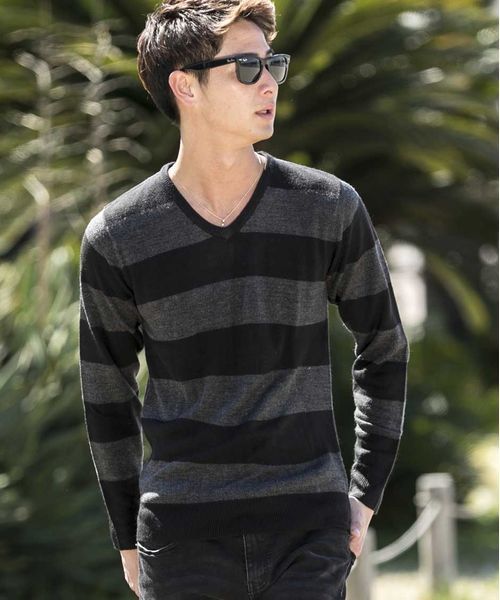 A.S.M（エーエスエム）の「ハイゲ－ジスプリングニット（ニット/セーター・メンズ・ブルー/ブラック/レッド/パープル・48/50）」の2枚目の写真