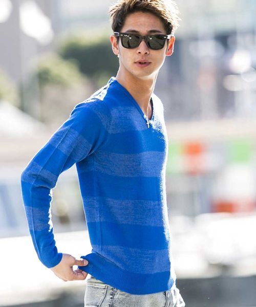 A.S.M（エーエスエム）の「ハイゲ－ジスプリングニット（ニット/セーター・メンズ・ブルー/ブラック/レッド/パープル・48/50）」の6枚目の写真