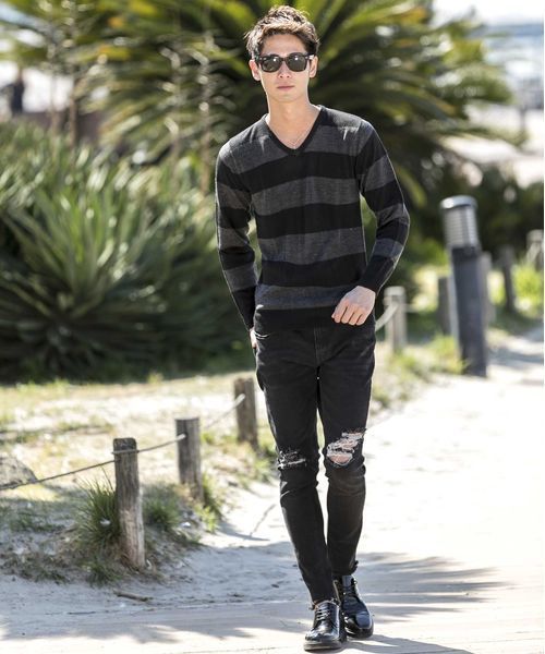 A.S.M（エーエスエム）の「ハイゲ－ジスプリングニット（ニット/セーター・メンズ・ブルー/ブラック/レッド/パープル・48/50）」の17枚目の写真