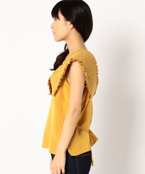 Prefer SHIPS（プリファーシップス）の「Prefer SHIPS:シャーリングオフショルダーブラウス（シャツ/ブラウス・レディース・オフホワイト/イエロー系その他2/ブルー・ONE SIZE）」の7枚目の写真