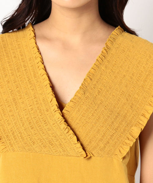 Prefer SHIPS（プリファーシップス）の「Prefer SHIPS:シャーリングオフショルダーブラウス（シャツ/ブラウス・レディース・オフホワイト/イエロー系その他2/ブルー・ONE SIZE）」の10枚目の写真