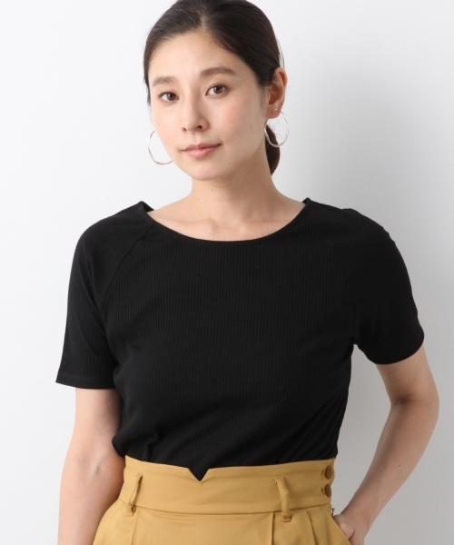 LEPSIM（レプシィム）の「TCボートネックテレコプルオーバーSS　802657（Tシャツ/カットソー・レディース・ブラック/ネイビー/ブラウン/ホワイト×ブラック・MEDIUM/LARGE）」の3枚目の写真