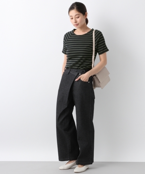 LEPSIM（レプシィム）の「TCボートネックテレコプルオーバーSS　802657（Tシャツ/カットソー・レディース・ブラック/ネイビー/ブラウン/ホワイト×ブラック・MEDIUM/LARGE）」の12枚目の写真