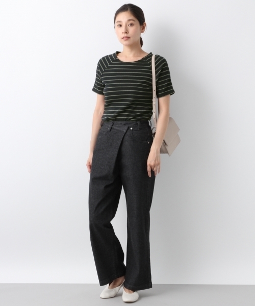 LEPSIM（レプシィム）の「TCボートネックテレコプルオーバーSS　802657（Tシャツ/カットソー・レディース・ブラック/ネイビー/ブラウン/ホワイト×ブラック・MEDIUM/LARGE）」の13枚目の写真