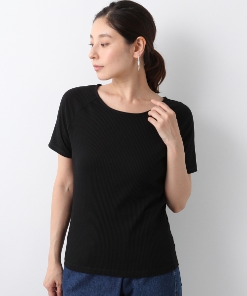 LEPSIM（レプシィム）の「TCボートネックテレコプルオーバーSS　802657（Tシャツ/カットソー・レディース・ブラック/ネイビー/ブラウン/ホワイト×ブラック・MEDIUM/LARGE）」の14枚目の写真