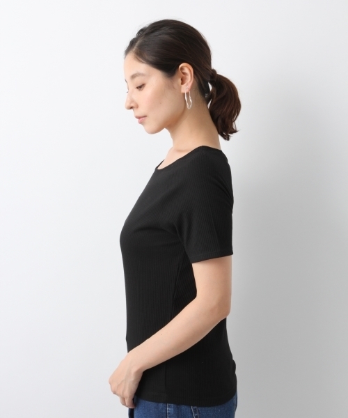 LEPSIM（レプシィム）の「TCボートネックテレコプルオーバーSS　802657（Tシャツ/カットソー・レディース・ブラック/ネイビー/ブラウン/ホワイト×ブラック・MEDIUM/LARGE）」の15枚目の写真