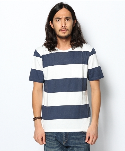 green label relaxing（グリーンレーベルリラクシング）の「BORDER/PT PKT C/N Tシャツ（Tシャツ/カットソー・メンズ・レッド/オリーブ/ネイビー・SMALL/MEDIUM/LARGE）」の4枚目の写真