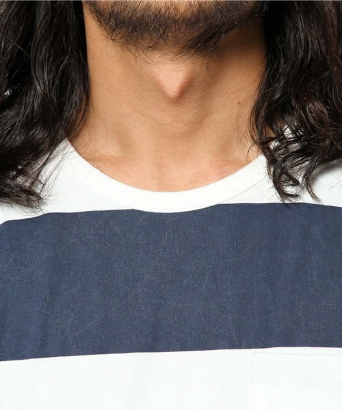 green label relaxing（グリーンレーベルリラクシング）の「BORDER/PT PKT C/N Tシャツ（Tシャツ/カットソー・メンズ・レッド/オリーブ/ネイビー・SMALL/MEDIUM/LARGE）」の7枚目の写真