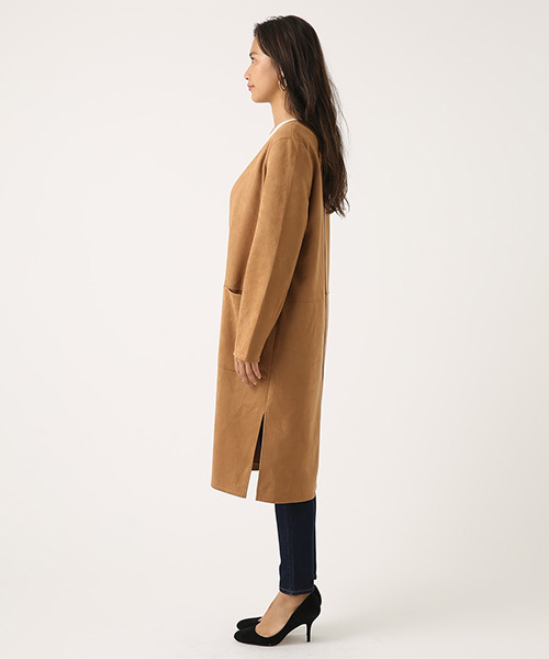 AZUL by moussy(アズールバイマウジー)の「フェイクスエードノーカラーコート(チェスターコート・レディース・ライトグレー/キャメル・SMALL/MEDIUM)」の14枚目の写真