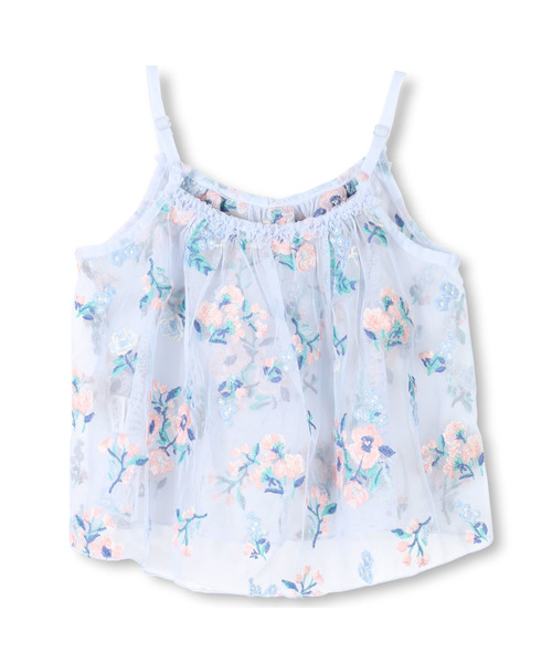 BRANSHES(ブランシェス)の「花刺繍チュールキャミソール(キャミソール・キッズ・オフホワイト/ブルー・90cm/100cm/110cm/120cm/130cm/140cm/150cm)」の6枚目の写真