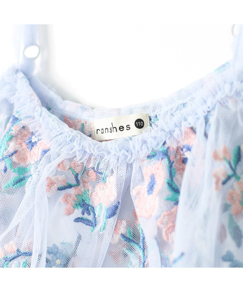 BRANSHES(ブランシェス)の「花刺繍チュールキャミソール(キャミソール・キッズ・オフホワイト/ブルー・90cm/100cm/110cm/120cm/130cm/140cm/150cm)」の5枚目の写真