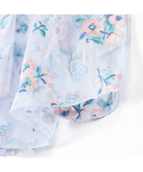 BRANSHES(ブランシェス)の「花刺繍チュールキャミソール(キャミソール・キッズ・オフホワイト/ブルー・90cm/100cm/110cm/120cm/130cm/140cm/150cm)」の3枚目の写真