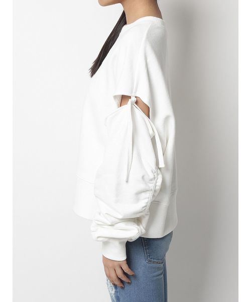 EMODA（エモダ）の「カットアウトバルキープルオーバー（スウェット・レディース・ホワイト/ブラック/オレンジ・FREE）」の4枚目の写真