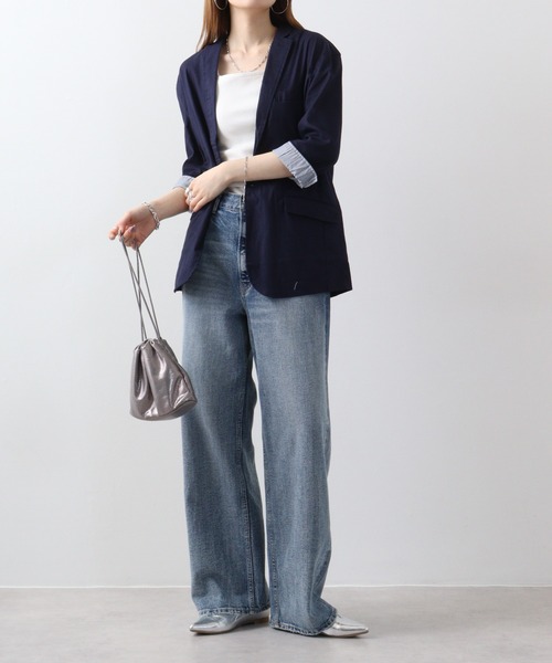 FUNALIVE（ファンアライブ）の「無地綿麻ストレッチ7分袖テーラードジャケット（テーラードジャケット・メンズ・ブラック/ベージュ/ネイビー/カーキ/キナリ・M/L/XL）」の15枚目の写真