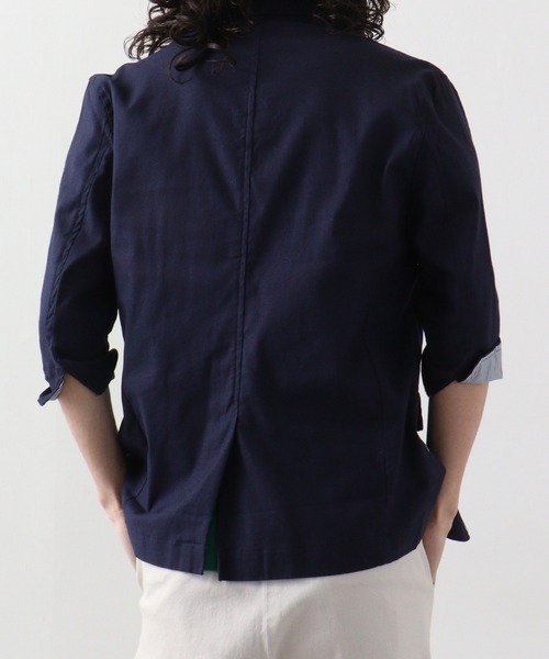 FUNALIVE（ファンアライブ）の「無地綿麻ストレッチ7分袖テーラードジャケット（テーラードジャケット・メンズ・ブラック/ベージュ/ネイビー/カーキ/キナリ・M/L/XL）」の18枚目の写真