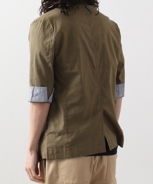 FUNALIVE（ファンアライブ）の「無地綿麻ストレッチ7分袖テーラードジャケット（テーラードジャケット・メンズ・ブラック/ベージュ/ネイビー/カーキ/キナリ・M/L/XL）」の9枚目の写真