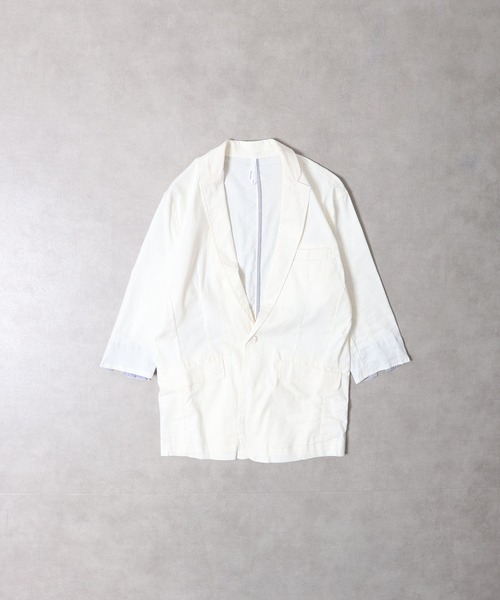 FUNALIVE（ファンアライブ）の「無地綿麻ストレッチ7分袖テーラードジャケット（テーラードジャケット・メンズ・ブラック/ベージュ/ネイビー/カーキ/キナリ・M/L/XL）」の20枚目の写真