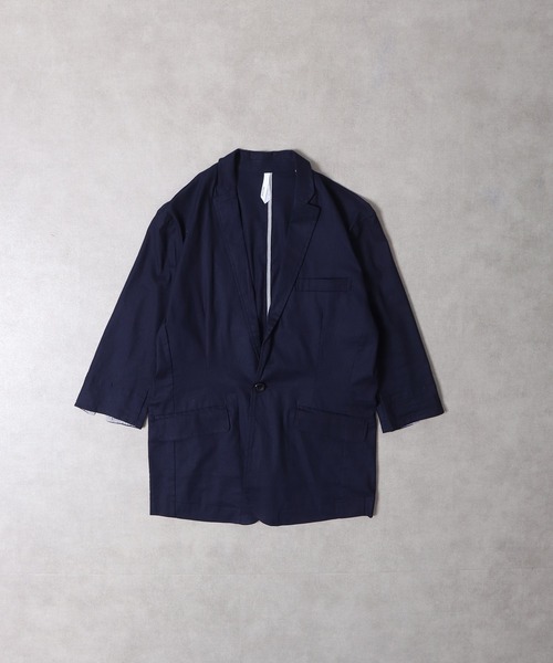 FUNALIVE（ファンアライブ）の「無地綿麻ストレッチ7分袖テーラードジャケット（テーラードジャケット・メンズ・ブラック/ベージュ/ネイビー/カーキ/キナリ・M/L/XL）」の22枚目の写真