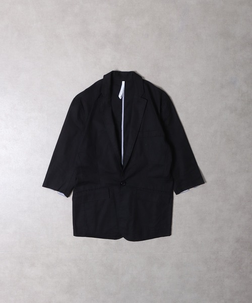 FUNALIVE（ファンアライブ）の「無地綿麻ストレッチ7分袖テーラードジャケット（テーラードジャケット・メンズ・ブラック/ベージュ/ネイビー/カーキ/キナリ・M/L/XL）」の21枚目の写真