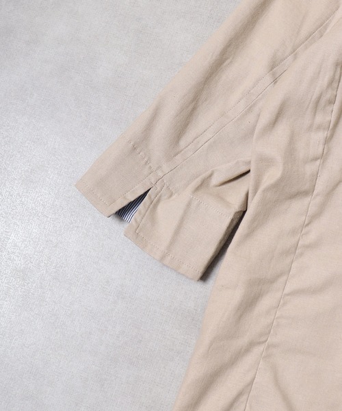 FUNALIVE（ファンアライブ）の「無地綿麻ストレッチ7分袖テーラードジャケット（テーラードジャケット・メンズ・ブラック/ベージュ/ネイビー/カーキ/キナリ・M/L/XL）」の6枚目の写真