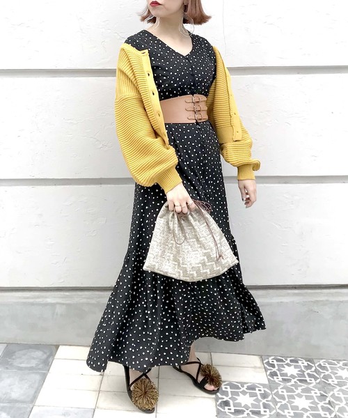 archives（アルシーヴ）の「ドット柄ロングワンピース（ワンピース・レディース・ブラック/ベージュ/オフホワイト・MEDIUM）」の10枚目の写真