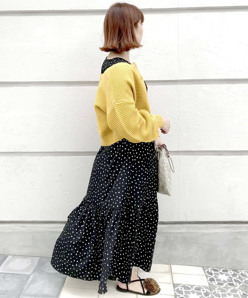 archives（アルシーヴ）の「ドット柄ロングワンピース（ワンピース・レディース・ブラック/ベージュ/オフホワイト・MEDIUM）」の9枚目の写真