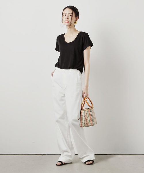 ZOZO（ゾゾ）の「リラックスUネックTシャツ（パターンオーダー）／ブラック［WOMEN］（Tシャツ/カットソー・レディース・ブラック・マルチサイズ）」の2枚目の写真