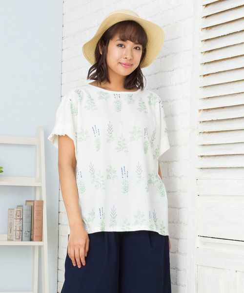 sabstreet my standard(サブストリートマイスタンダード)の「布帛切り替え刺繍カットソー【9号(M)~15号(3L)】(Tシャツ/カットソー・レディース・ホワイト系その他2/ブルー系その他/ブルー系その他2/ホワイト系その他・15号/9号)」の2枚目の写真