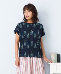 布帛切り替え刺繍カットソー【9号(M)~15号(3L)】
