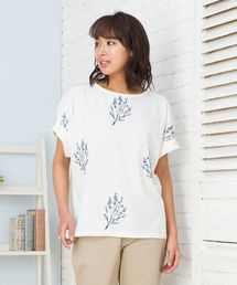 布帛切り替え刺繍カットソー【9号(M)~15号(3L)】