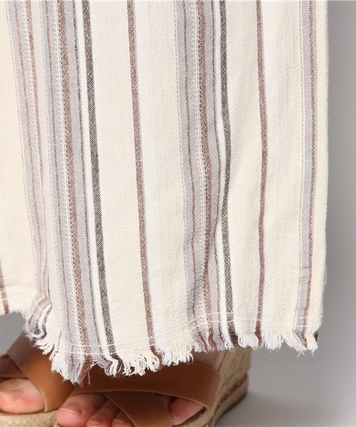 goa(ゴア)の「綿麻ストライプピグメント ロングスカート(スカート・レディース・アイボリー/ベージュ・FREE)」の8枚目の写真
