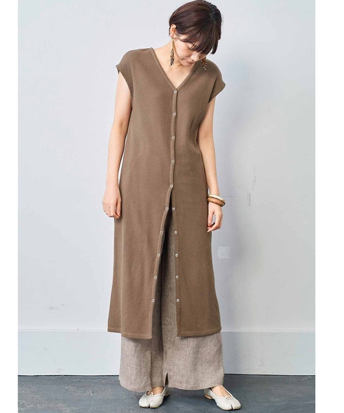 MEDE19F(メデジュウキュウ)の「MEDE19F リネン100%のヘリンボーン柄パンツ〈ブラウン〉(その他パンツ・レディース・ライトブラウン・MEDIUM/LARGE/X-LARGE/XX-LARGE/NM)」の5枚目の写真