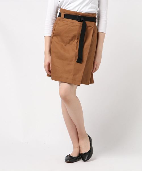 STYLEBLOCK(スタイルブロック)の「綿ヘリンボーンベルト付きミニスカート(スカート・レディース・ベージュ/カーキ/ブラック/キャメル・M)」の1枚目の写真