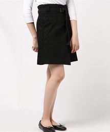 綿ヘリンボーンベルト付きミニスカート