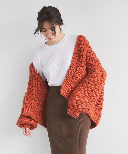 I Love Mr Mittens(アイラブミスターミトンズ)の「【I Love Mr Mittens】HOODED BOMBER KNIT(カーディガン)」|ブラウン系その他