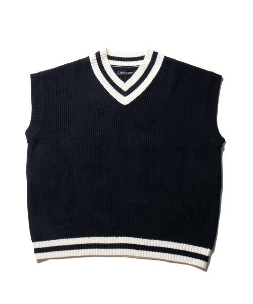 ASTRONOMY（アストロノミー）の「オーバーサイズ Vネック チルデン ニット ベスト ワイド ビッグシルエット（ベスト・メンズ・ホワイト/ブラック/ベージュ/ホワイト系その他/ブラック系その他/グレー/モカ/ベージュ系その他/ネイビー/ブルー系その他・M/L）」の22枚目の写真