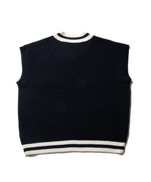 ASTRONOMY（アストロノミー）の「オーバーサイズ Vネック チルデン ニット ベスト ワイド ビッグシルエット（ベスト・メンズ・ホワイト/ブラック/ベージュ/ホワイト系その他/ブラック系その他/グレー/モカ/ベージュ系その他/ネイビー/ブルー系その他・M/L）」の20枚目の写真