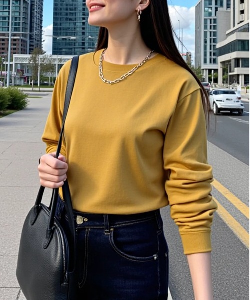 United Athle（ユナイテッドアスレ）の「累計販売2万枚突破！【United Athle】premium cotton rib long sleeve t-shirt /  プレミアム コットン リブロングスリーブTシャツ ベーシック ロンT 5011（Tシャツ/カットソー・レディース・ホワイト/ブラック/ネイビー/グレー/グリーン/ベビーピンク/アッシュグレー/ベージュ/ライトグリーン/ラベンダー/アッシュ/ナチュラル/スミクロ/ロイヤルブルー/ダークパープル/ライトブルー/バーガンディー/キャメル/レッド/スモーキーグリーン系/ワイン/エメラルド/ライトオリーブ/ダークブラウン/スモークピンク/スモーキーグリーン系2/イエロー系その他2・S/M/L/XL/XS/XXL）」の22枚目の写真