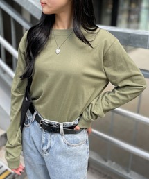 Tシャツ/カットソー（グリーン・カーキ/緑色系・ライン柄