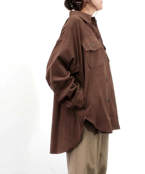STYLEBLOCK（スタイルブロック）の「コーデュロイビッグシルエットCPOジャケット（ミリタリージャケット・レディース・グレー/ベージュ/ブラウン/ライトベージュ・M）」の5枚目の写真