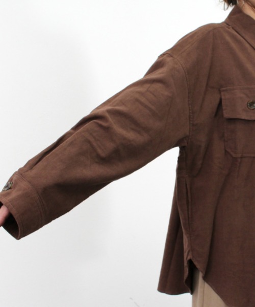 STYLEBLOCK（スタイルブロック）の「コーデュロイビッグシルエットCPOジャケット（ミリタリージャケット・レディース・グレー/ベージュ/ブラウン/ライトベージュ・M）」の7枚目の写真