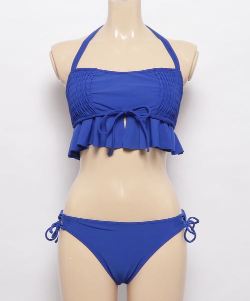セール】ホルターネックペプラムビキニ 水着2点セット（水着