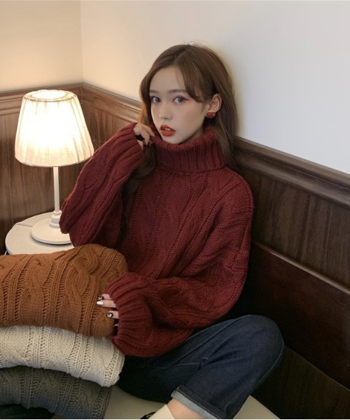 MANGROVE（マングローブ）の「ケーブル編みハイネックプルオーバー