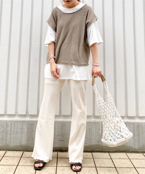 archives（アルシーヴ）の「カットリブパンツ（その他パンツ・レディース・グリーン/アイボリー/モカ/ラベンダー・MEDIUM）」の9枚目の写真