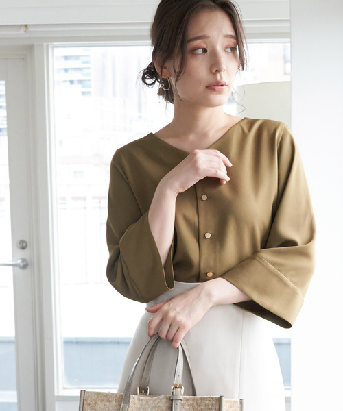 ROPE' PICNIC（ロペピクニック）の「【WEB限定カラー:ブラック、ラベンダー】【2WAY】袖シアーブラウス（シャツ/ブラウス・レディース・ピンク系その他2/カーキ/ブラック/ネイビー/オフホワイト/ダークラベンダー・38/40）」の4枚目の写真