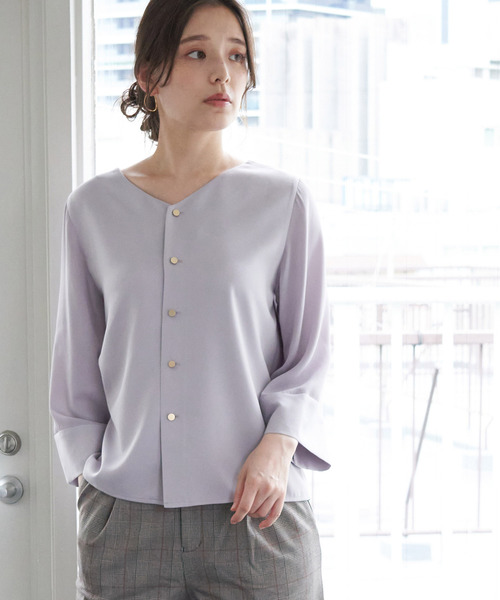 ROPE' PICNIC（ロペピクニック）の「【WEB限定カラー:ブラック、ラベンダー】【2WAY】袖シアーブラウス（シャツ/ブラウス・レディース・ピンク系その他2/カーキ/ブラック/ネイビー/オフホワイト/ダークラベンダー・38/40）」の6枚目の写真