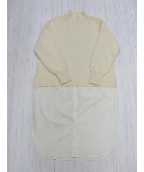 Green　Parks（グリーンパークス）の「ニット×シャツドッキングワンピース＊（ワンピース・レディース・グリーン/アイボリー/ブラック・FREE）」の17枚目の写真