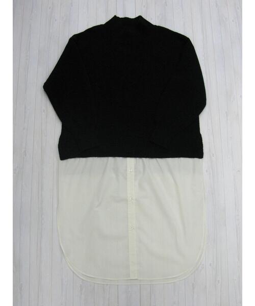 Green　Parks（グリーンパークス）の「ニット×シャツドッキングワンピース＊（ワンピース・レディース・グリーン/アイボリー/ブラック・FREE）」の19枚目の写真